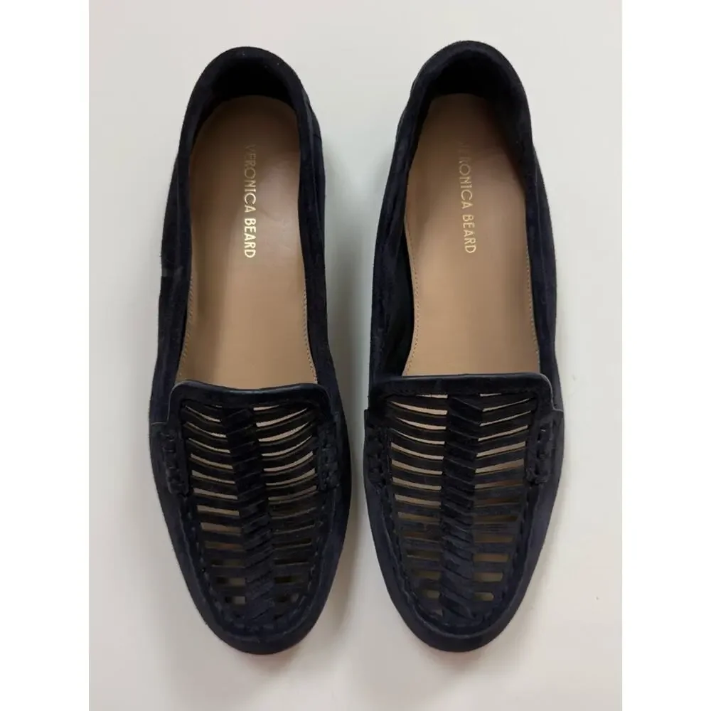 Veronica Beard Navy Suede Cutout Loafers